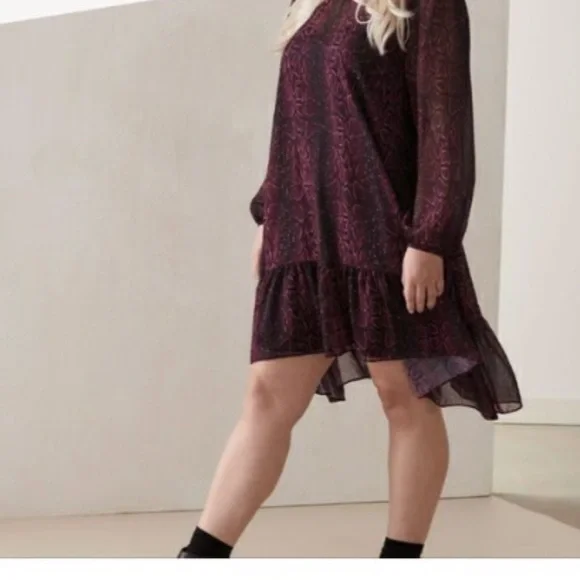 Addition Elle Ruffle Hem Snakeprint Dress - Picture 1 of 7